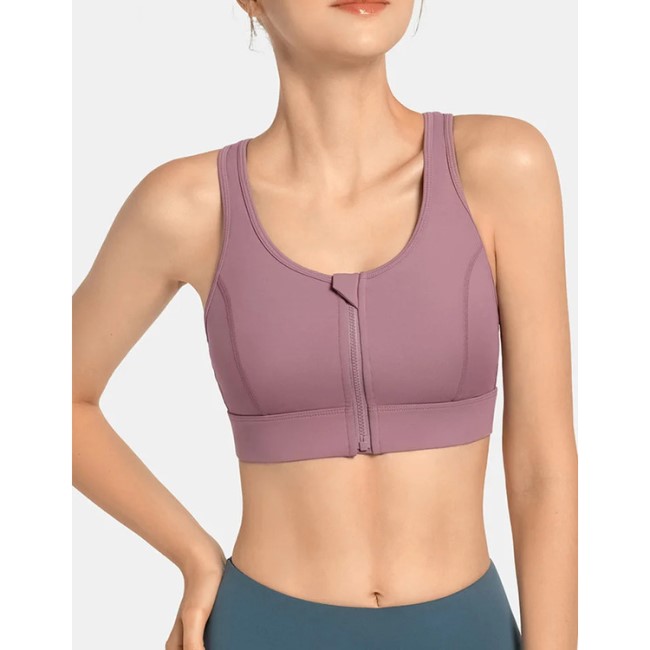 Front Zipper High Strength Shockproof Professional Training Sports Bra