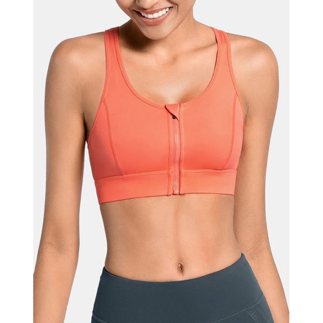 Front Zipper High Strength Shockproof Professional Training Sports Bra