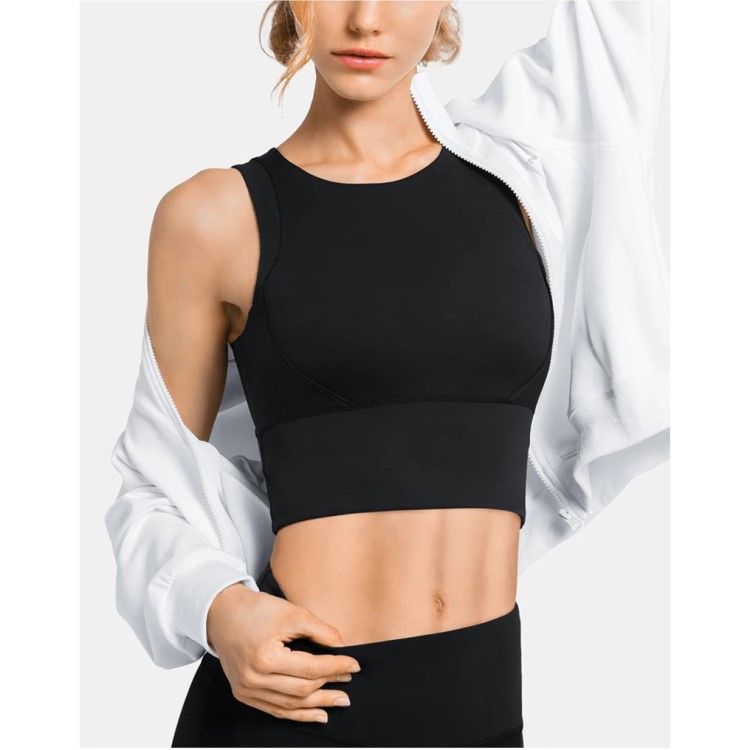 Womens Sports Bra Crop Top High Neck Longline for Workout Yoga