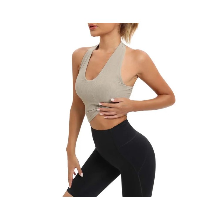 Sports Wear Sexy Back Halter Neck Sports Bra Tank Tops for Women