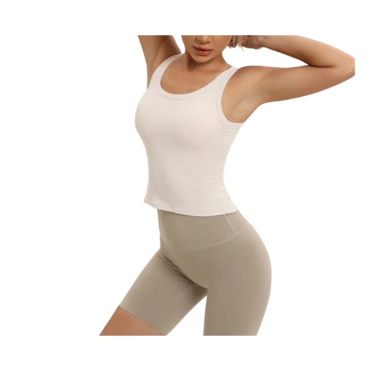 Clothings Padded Yoga Fitness Vest Ribbed Tank Top for Women