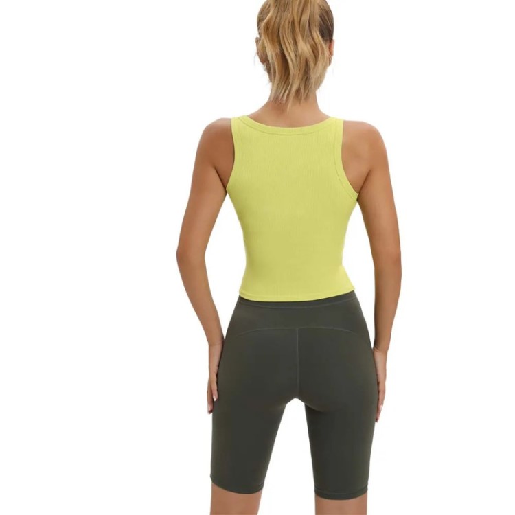 Clothings Padded Yoga Fitness Vest Ribbed Tank Top for Women