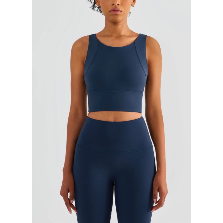 Women Soft Fixed Cups Sports Bras High Neck Yoga Tops