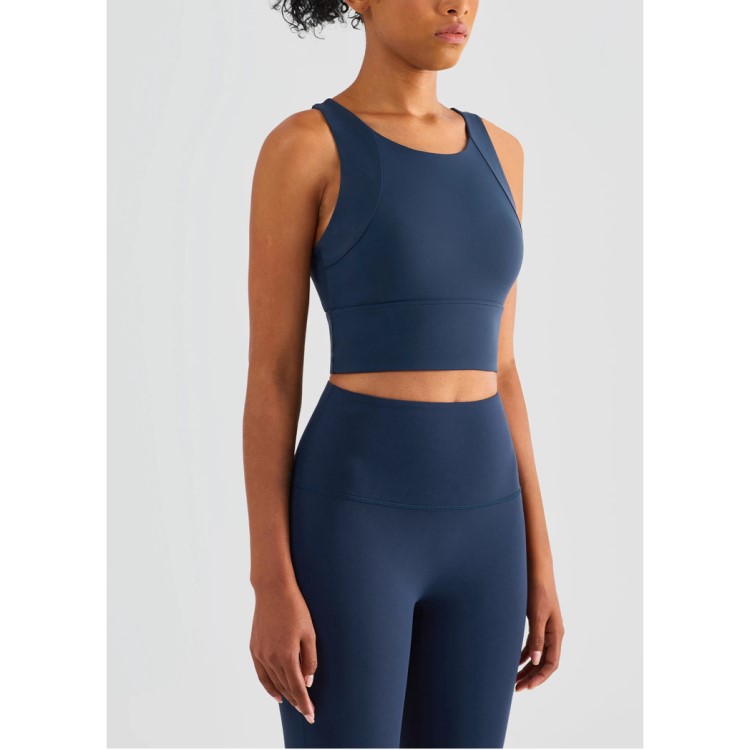 Women Soft Fixed Cups Sports Bras High Neck Yoga Tops