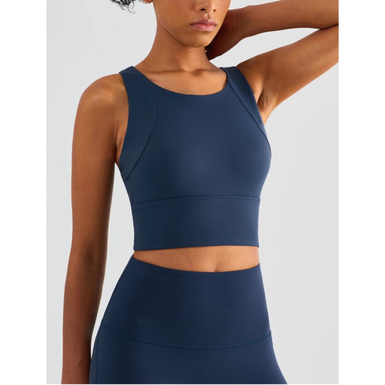 Women Soft Fixed Cups Sports Bras High Neck Yoga Tops