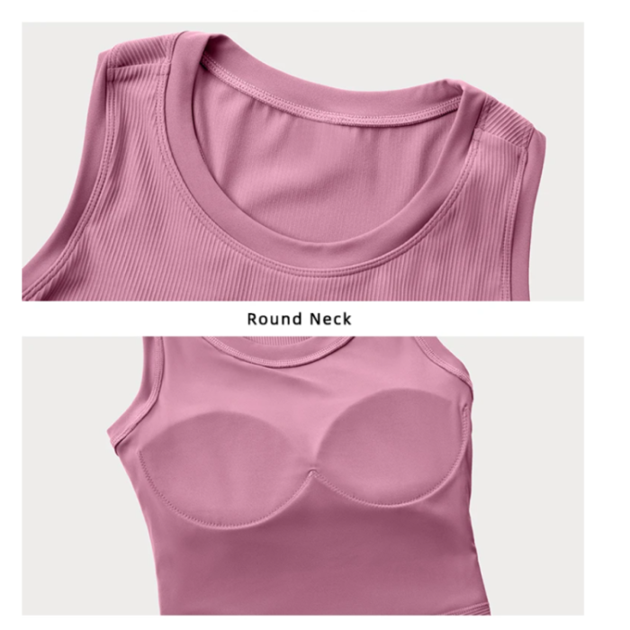 Cross Stitching Women Ribbed Sport Sleeveless Vest Yoga Tank Top