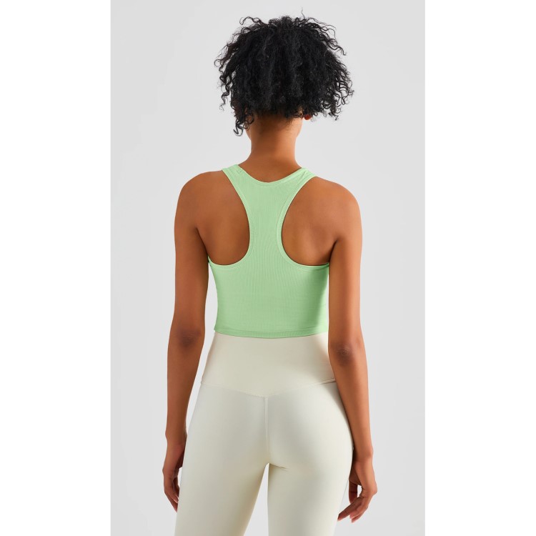 Women High Elastic Ribbed Sports Vests Double Layer Yoga Tank Tops