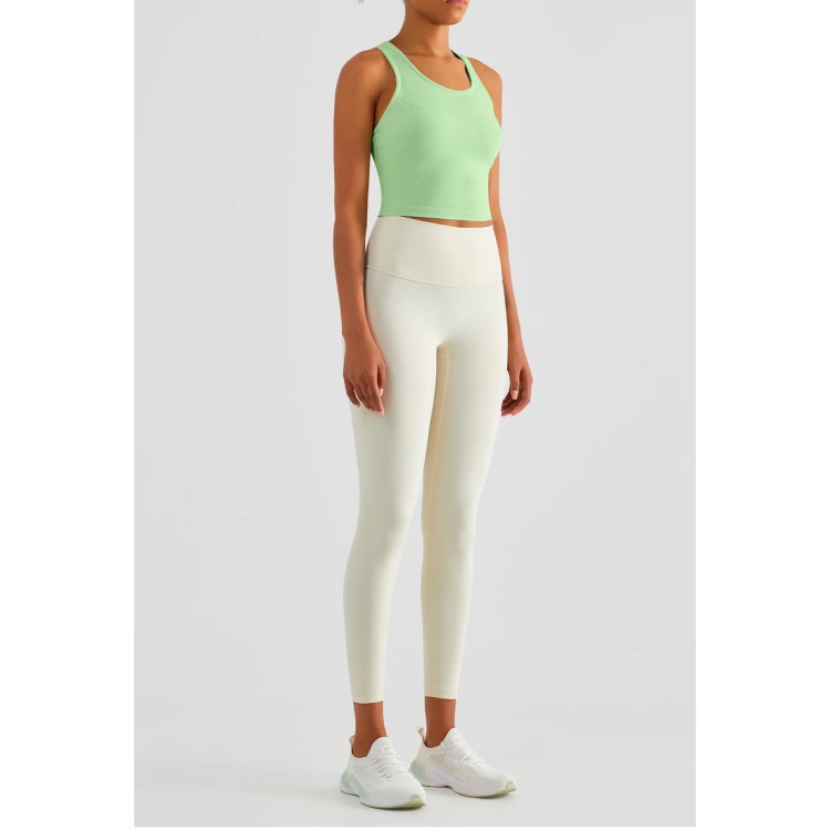 Women High Elastic Ribbed Sports Vests Double Layer Yoga Tank Tops