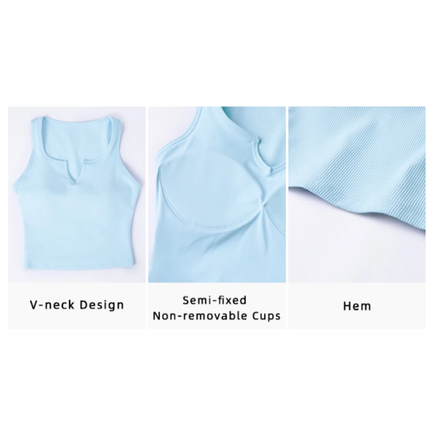 Women Sports Bras Breathable Ribbed Yoga Tube Tank Tops