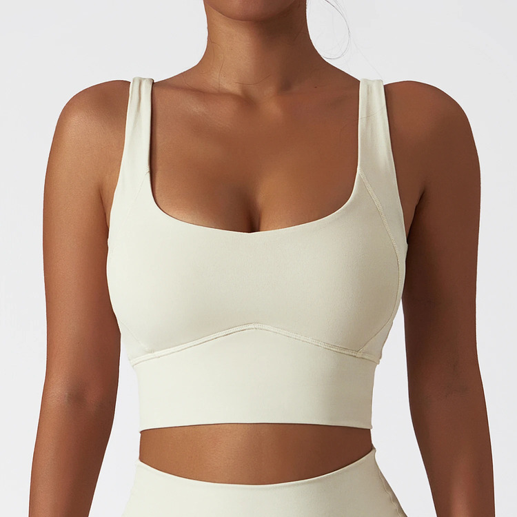 Women Elastic Square Neck Sports Bras Super Soft Gym Yoga Tank Tops