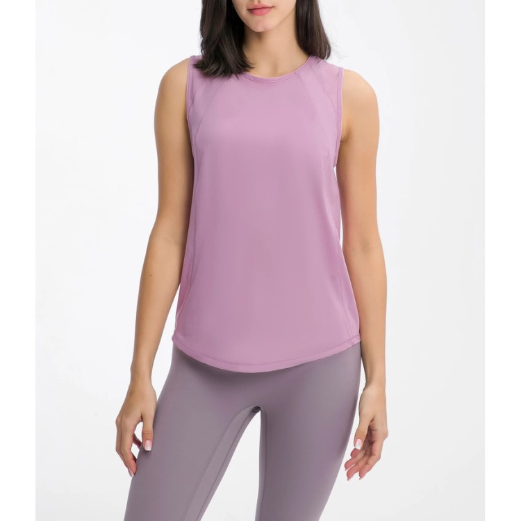 Women Mesh Hollow Out Back Sports Vests Loose Sleeveless Yoga Tank Tops