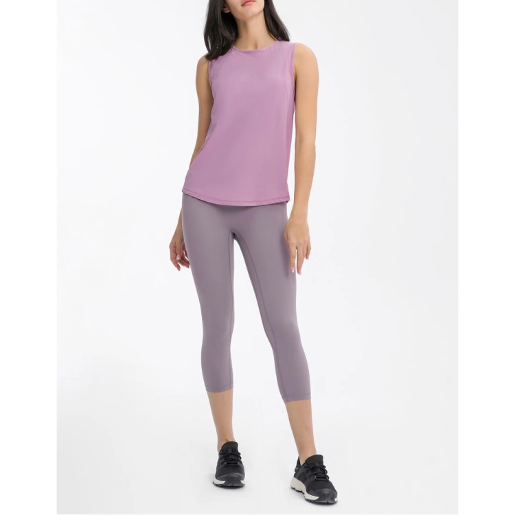 Women Mesh Hollow Out Back Sports Vests Loose Sleeveless Yoga Tank Tops
