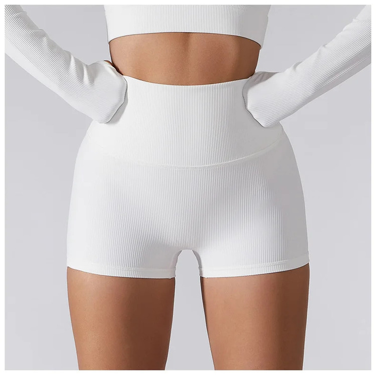 Rib Gym Women High Waist Breathable Butt Lifting Yoga Shorts