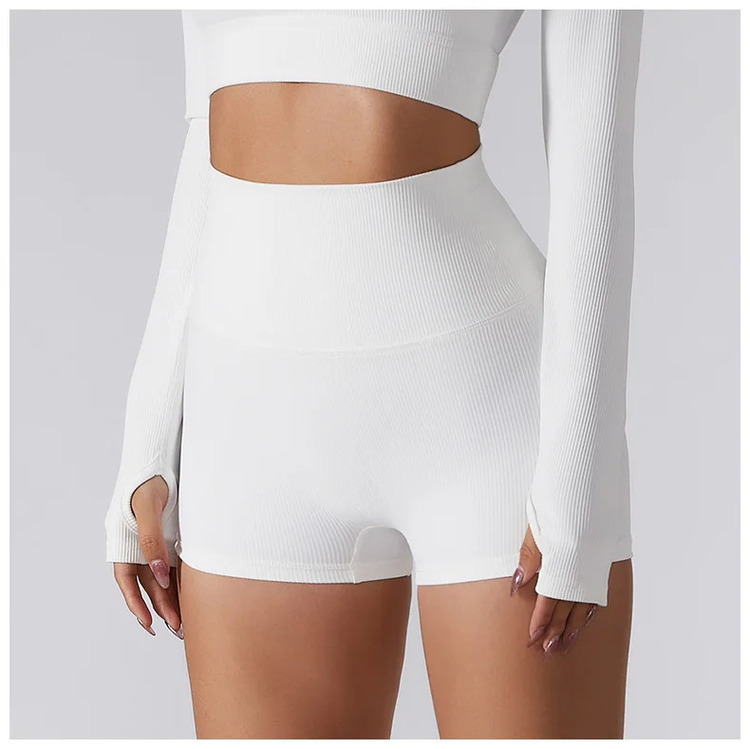 Rib Gym Women High Waist Breathable Butt Lifting Yoga Shorts
