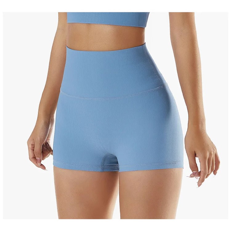 Rib Gym Women High Waist Breathable Butt Lifting Yoga Shorts